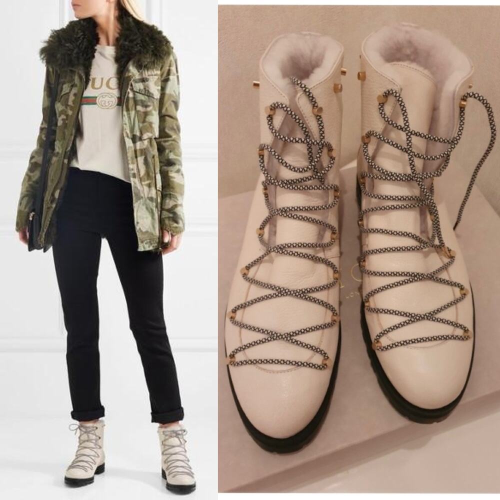 Jimmy Choo Drake Ivory shearling leather boots